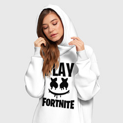 Женское худи-платье Marshmello: Play Fortnite, цвет: белый — фото 2