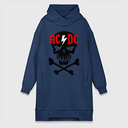 Женское худи-платье AC/DC Skull, цвет: тёмно-синий