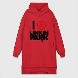 Женское худи-платье I love Linkin Park, цвет: красный