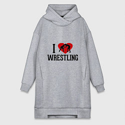 Женское худи-платье I love wrestling, цвет: меланж