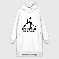 Женское худи-платье Russia: Hockey Champion, цвет: белый