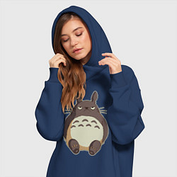 Женское худи-платье Грустный Тоторо, цвет: тёмно-синий — фото 2