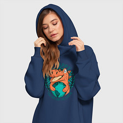 Женское худи-платье Будь Счастлив, Ты на Земле, цвет: тёмно-синий — фото 2