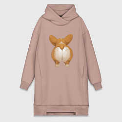 Женское худи-платье Корги, цвет: пыльно-розовый