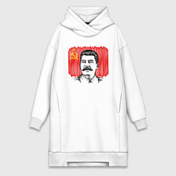 Женское худи-платье Сталин и флаг СССР, цвет: белый