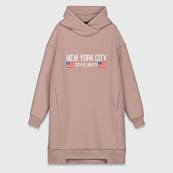 Женское худи-платье NEW YORK, цвет: пыльно-розовый