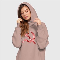 Женское худи-платье Ахегао СССР, цвет: пыльно-розовый — фото 2
