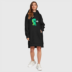 Женское худи-платье MINERCRAFT CREEPER, цвет: черный — фото 2
