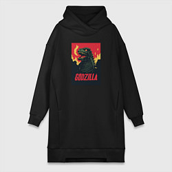 Женское худи-платье Godzilla, цвет: черный