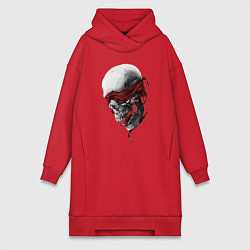 Женское худи-платье Череп Skull, цвет: красный