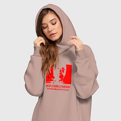 Женское худи-платье VANSAMA OFFICIAL Red, цвет: пыльно-розовый — фото 2