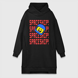 Женское худи-платье Spaceship, цвет: черный