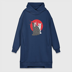 Женское худи-платье Japan Cats Z, цвет: тёмно-синий
