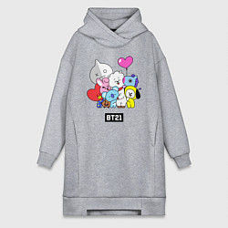 Женское худи-платье BT21, цвет: меланж