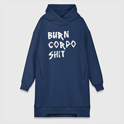 Женское худи-платье BURN CORPO SHIT, цвет: тёмно-синий