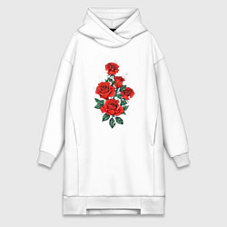 Женское худи-платье РОЗЫ ROSES SMOKE, цвет: белый