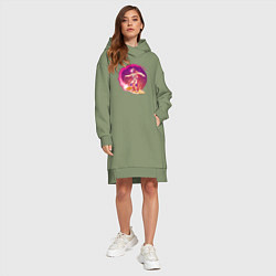 Женское худи-платье Космический серфинг, цвет: авокадо — фото 2