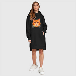 Женское худи-платье Пиксельный котя, цвет: черный — фото 2