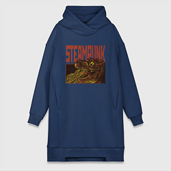 Женское худи-платье Стимпанк Дино Steampunk T-Rex Z, цвет: тёмно-синий