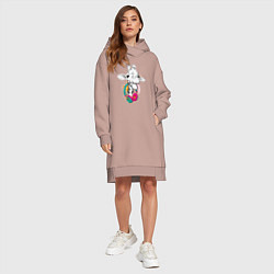 Женское худи-платье Жираф меломан, цвет: пыльно-розовый — фото 2