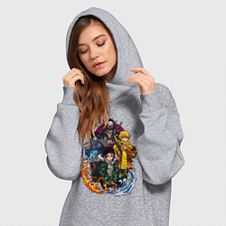 Женское худи-платье КЛИНОК, РАССЕКАЮЩИЙ ДЕМОНОВ, цвет: меланж — фото 2