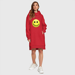 Женское худи-платье Весёлый и грустный смайлик, цвет: красный — фото 2