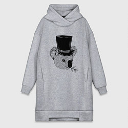 Женское худи-платье Коала Джентльмен в Цилиндре, цвет: меланж
