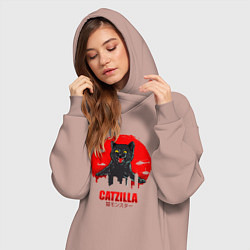 Женское худи-платье КОТЗИЛЛА CATZILLA, цвет: пыльно-розовый — фото 2