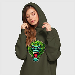 Женское худи-платье Злая зеленая обезьяна, цвет: хаки — фото 2