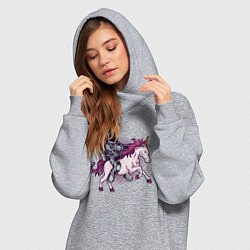 Женское худи-платье Космонавт на единороге, цвет: меланж — фото 2