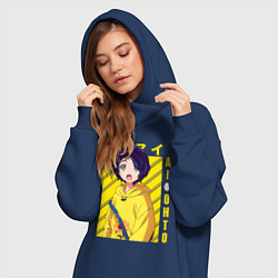 Женское худи-платье Приоритет чудо-яйца, цвет: тёмно-синий — фото 2
