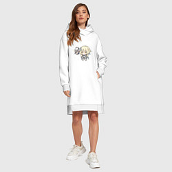 Женское худи-платье Люмин и Паймон, цвет: белый — фото 2