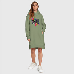 Женское худи-платье Взгляд совы, цвет: авокадо — фото 2