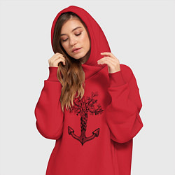 Женское худи-платье Славянский якорь в виде дерева, цвет: красный — фото 2