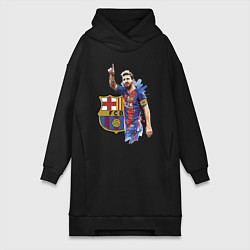 Женское худи-платье Lionel Messi Barcelona Argentina!, цвет: черный