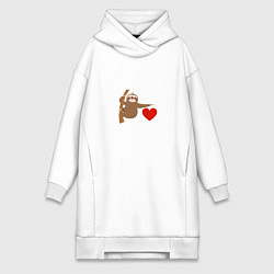 Женское худи-платье Я люблю ленивцев, цвет: белый