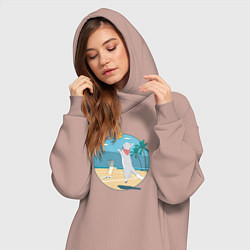 Женское худи-платье Cat Volleyball, цвет: пыльно-розовый — фото 2