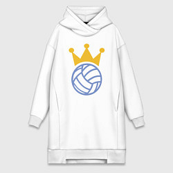 Женское худи-платье Volleyball King, цвет: белый