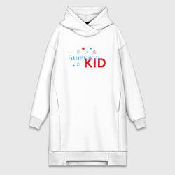Женское худи-платье Американский мальчик, цвет: белый