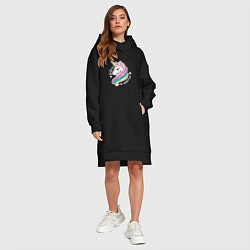 Женское худи-платье Верю в единорогов, цвет: черный — фото 2