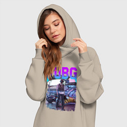 Женское худи-платье PUBG NEON ПУБГ НЕОН Z, цвет: миндальный — фото 2