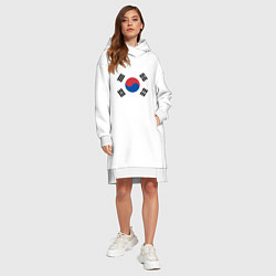 Женское худи-платье Корея Корейский флаг, цвет: белый — фото 2