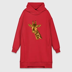 Женское худи-платье Жираф Жора, цвет: красный