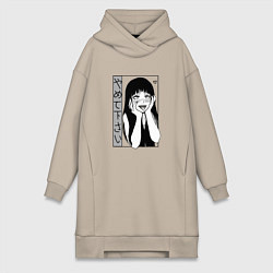 Женское худи-платье Yamete kudasai, цвет: миндальный
