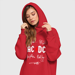 Женское худи-платье AC DC АВТОГРАФЫ ИСПОЛНИТЕЛЕЙ, цвет: красный — фото 2