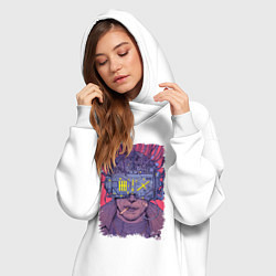 Женское худи-платье CYBERPUNK 2077 КИБЕРПАНК Z, цвет: белый — фото 2