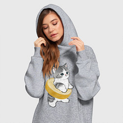 Женское худи-платье Котёнок в бублике, цвет: меланж — фото 2