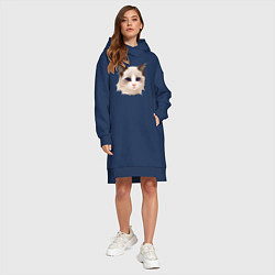 Женское худи-платье Хмурый кот, цвет: тёмно-синий — фото 2