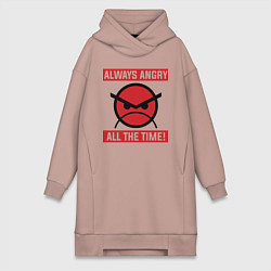 Женское худи-платье Angry marines, цвет: пыльно-розовый