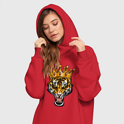 Женское худи-платье Царь тигр, цвет: красный — фото 2